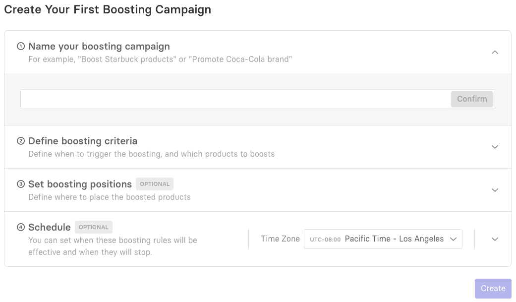 Create New Boosting Campaign