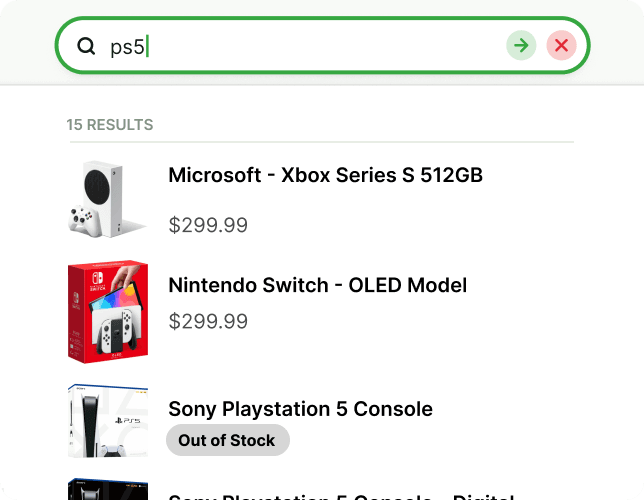 Example for Out of Stock Search